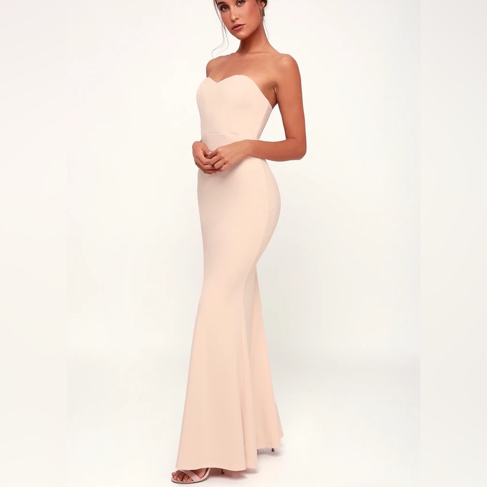 NWT Lulus Stand in the Spotlight Blush Strapless Maxi Dress